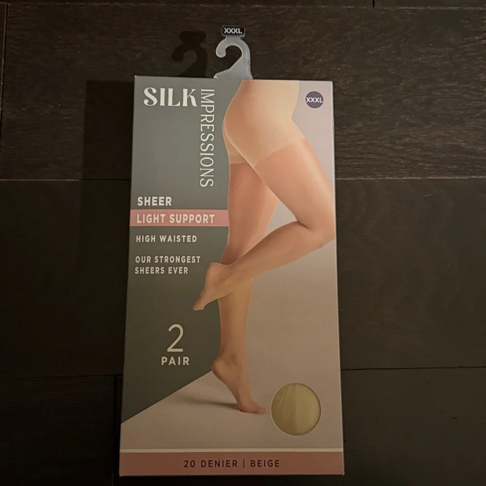 Silk Impressions 20 Denier Sheer Tights Control Top Pantyhose Size 3xl , 2-Pack